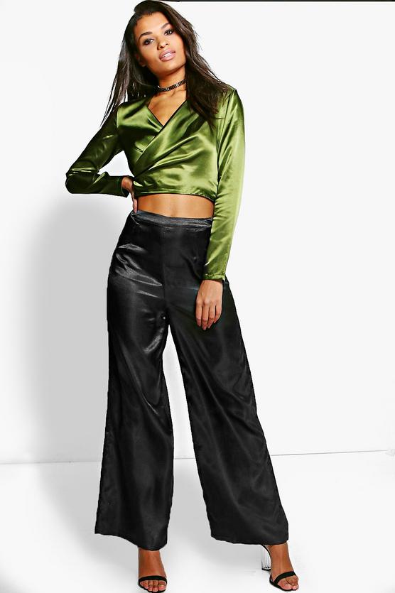 Grace Satin Wrap Top & Wide Leg Trouser Co-Ord